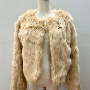 Fashion Nova Cream Faux Fur Jacket